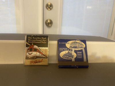Antique Matchbooks Railroad Gulf Mobile & Northern R.R. GM&N ?The Rebel? & The World?s Most Modern River Boats New Orleans & St. Louis
Keywords: Matchbook Collection;Feature Matchbook;Black Americana Matchbook;Advertising Matchbook;Matchbook Sets;eldred;allcpgphotos
