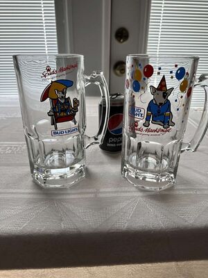 (2) Large Anheuser Busch Glass Beer Mugs - Spuds Mackenzie Glasses - Bud Light Beach & Birthday
Keywords: Vintage;Anheuser Busch;Glass Beer Mugs;Spuds Mackenzie;Bud Light;Beach;Birthday;Breweriana;Advertising;eldred;allcpgphotos