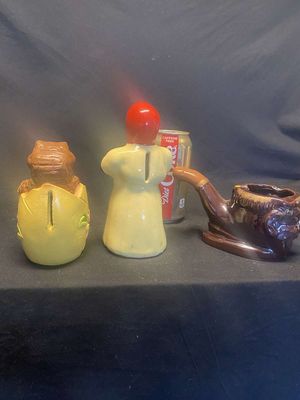 Black Americana Clown Pipe Ashtray, Mammy Bank & Florida Gator Bank
Keywords: Black Americana;Antique;Collectable;Mammy;Bank;Gator;eldred;allcpgphotos