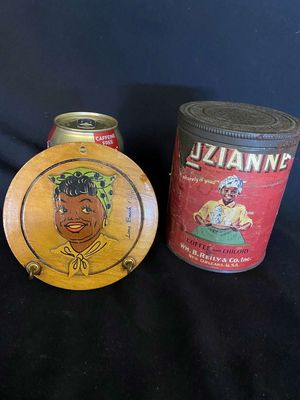 Antique Luzianne Coffee & Chicory Tin w/Mammy Red Paper Label & Wooden Mammy Hook Holder
Keywords: Antique;Luzianne;Coffee;Tin;Black Americana;Mammy;eldred;allcpgphotos