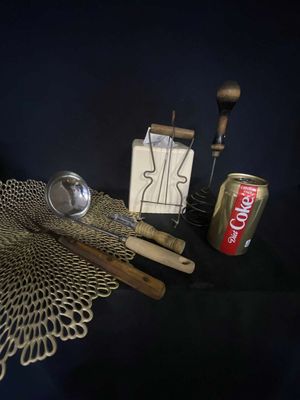 Primitive Kitchen Tool Lot (5) - Laddle, Peeler, Masher, Canning Jar Grabber & Fork
Keywords: Antique;Primitive;Kitchen Tools;Laddle;Peeler;Masher;Canning Jar;Fork;eldred;allcpgphotos