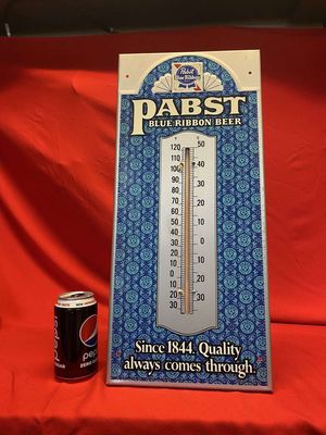 Vintage Breweriana Pabst Blue Ribbon Thermometer PBR Sign
Keywords: Antique;Brewianna;Pabst Blue Ribbon;Beer;Advertising;PBR;Thermometer;eldred;allcpgphotos