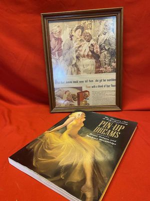 Vintage Framed Aunt Jemima Ad & Pin-Up Dreams Dobson Book
Keywords: Vintage;Collectable;Aunt Jeminma;Advertising;Pin-up;Book;eldred;allcpgphotos